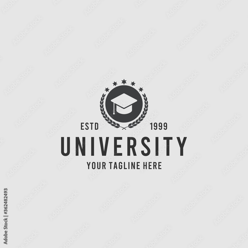 University and hat graduation logo design University and hat graduation logo design