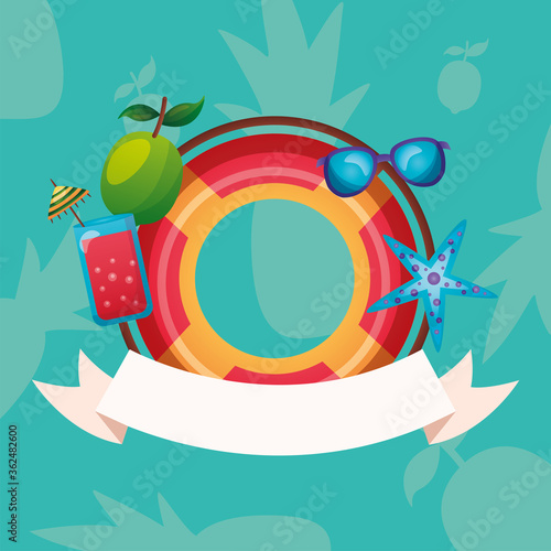 summer float with icon set vector design