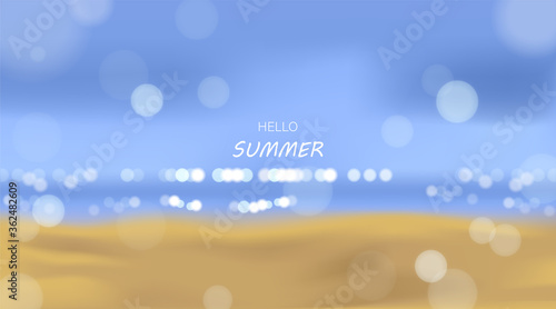 Beach and sea sunlight, summer holidays vector illustration