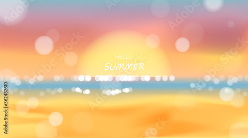 Beach and sea sunlight, summer holidays vector illustration