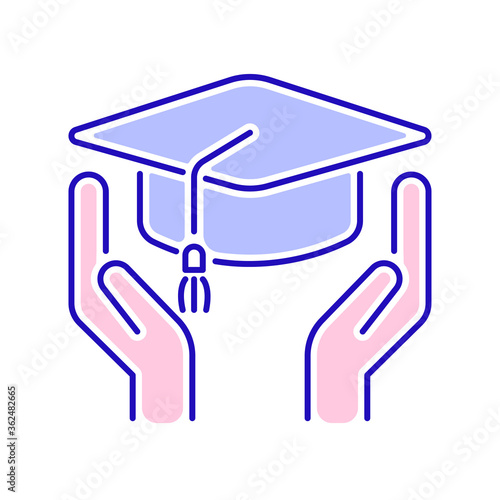 Education color line icon. Outline pictogram for web page, mobile app, promo.