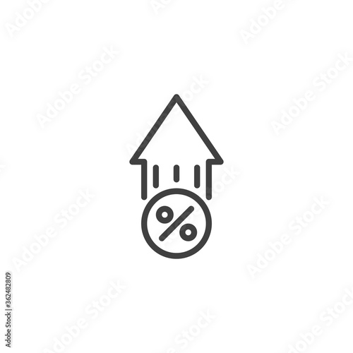 Percentage rate growth line icon. linear style sign for mobile concept and web design. Increasing percent outline vector icon. Symbol, logo illustration. Vector graphics