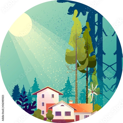 Forest hut among the trees
