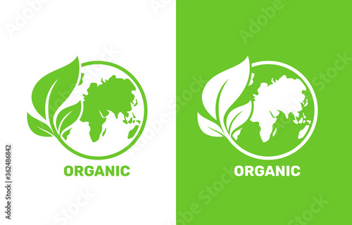 Ecology organic green planet earth. sign on a white background. Vector