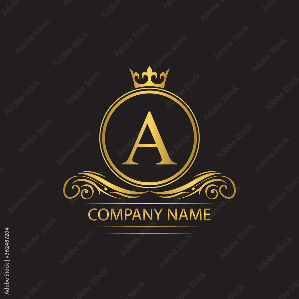 Golden letter A template logo Luxury letter with crown. Monogram ...