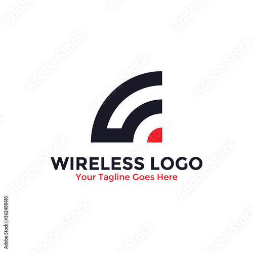 Abstract wireless logo vector. Signal wave and wifi connection concept.