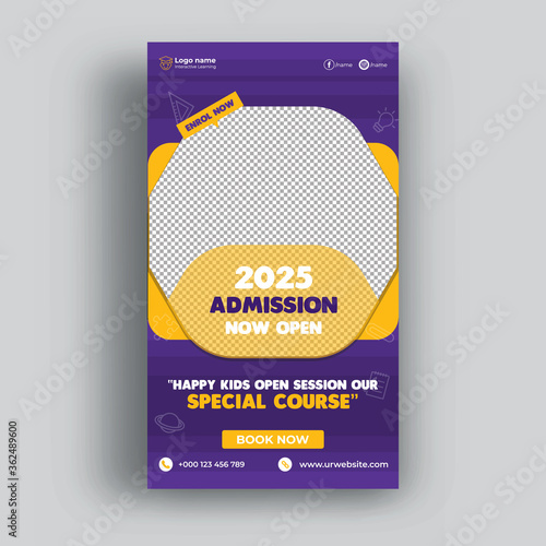 Kids school education admission Instagram story template