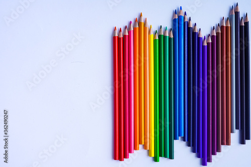set of color pencils on a white background