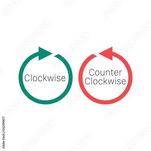 Rotate clockwise and rotate counterclockwise arrows. Stock vector illustration isolated on white background. photo