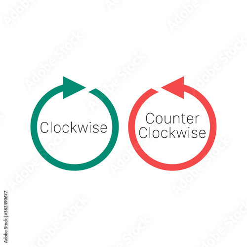 Rotate clockwise and rotate counterclockwise arrows. Stock vector illustration isolated on white background.