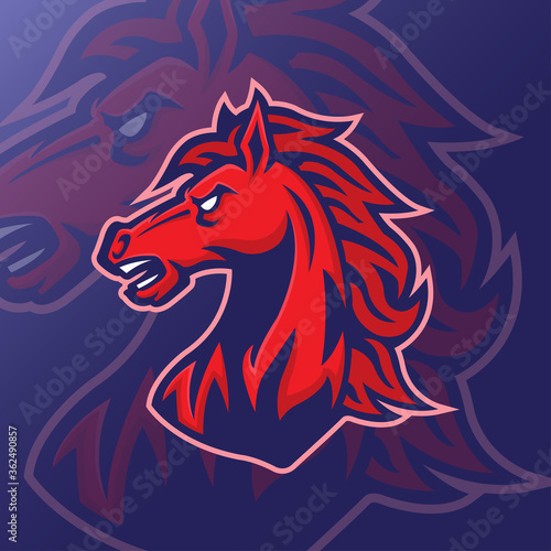 horse head mascot logo vector design template