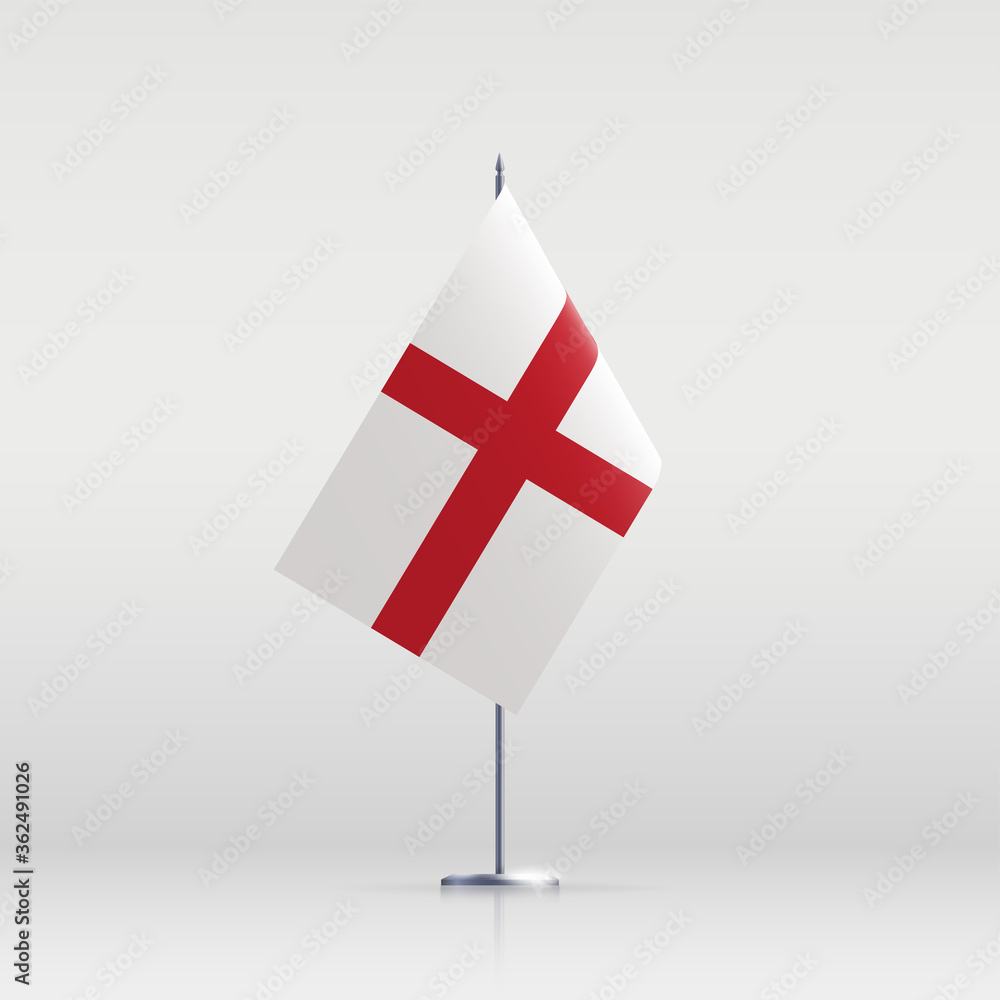 England flag state symbol isolated on background national banner. Greeting card National Independence Day of the part of the United Kingdom. Illustration banner with realistic state flag.