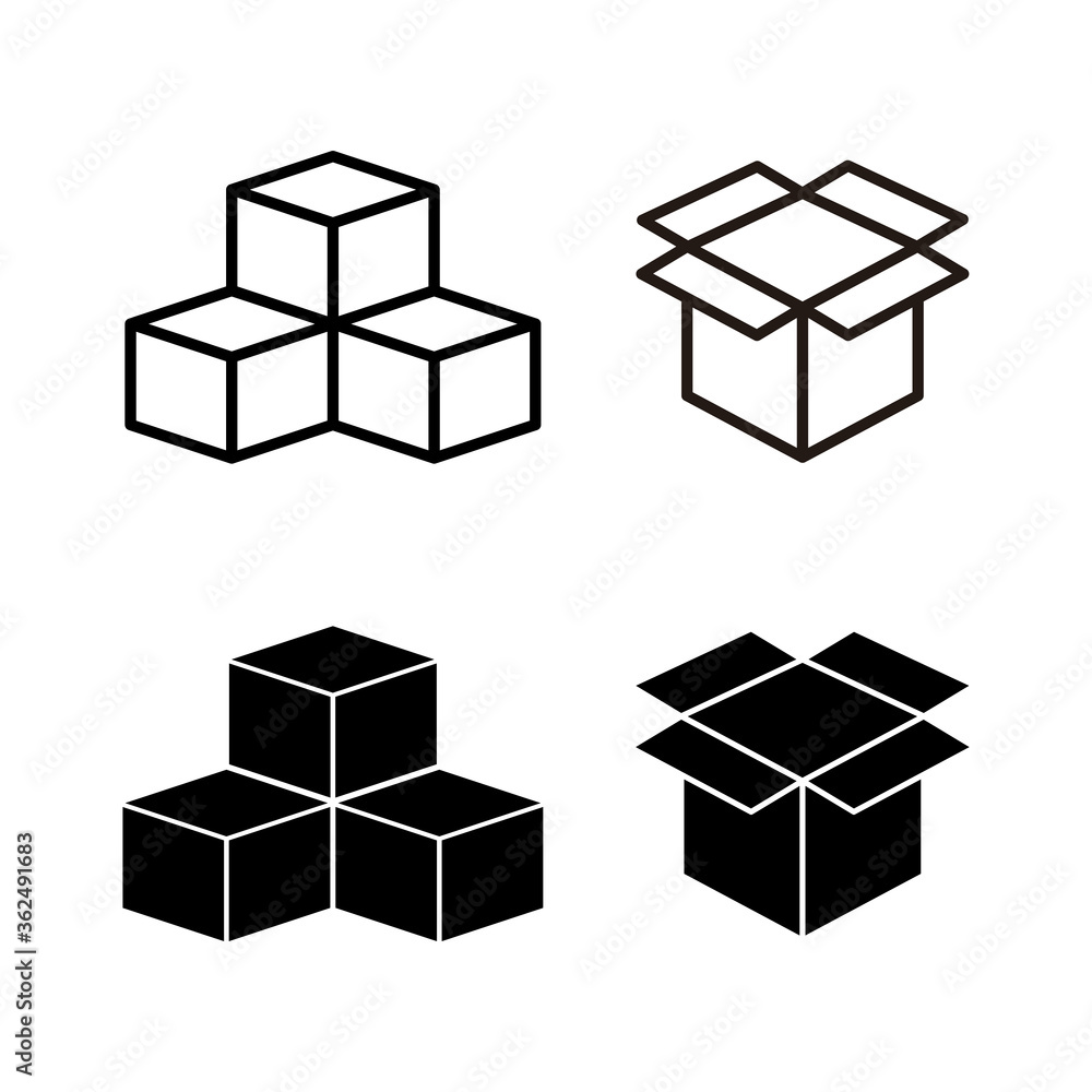 set of box icons. Cardboard box, packaging open. Open Box icon vector set of box icons. Cardboard box, packaging open. Open Box icon vector