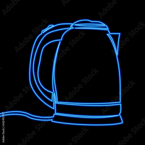 Continuous line Electric kettle neon concept