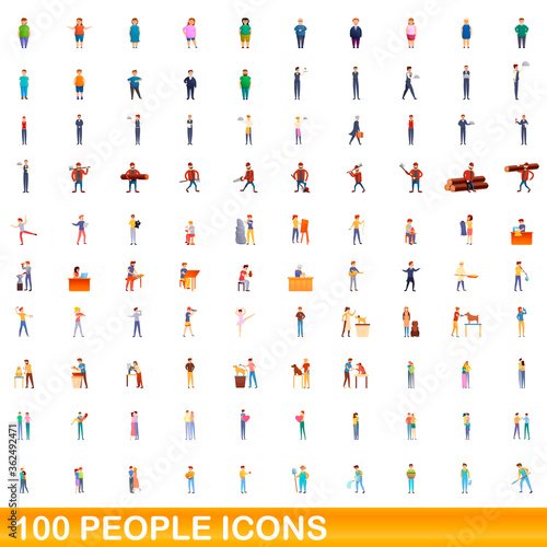 100 people icons set. Cartoon illustration of 100 people icons vector set isolated on white background