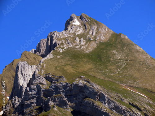 Alpine peak Stoss in Alpstein mountain range and in Appenzell Alps massif - Canton of St. Gallen, Switzerland (Kanton St. Gallen, Schweiz) photo