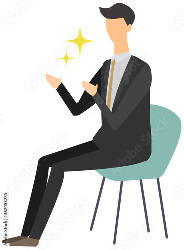面接　転職活動　ベクターイラスト　リクルート　男性　スーツ