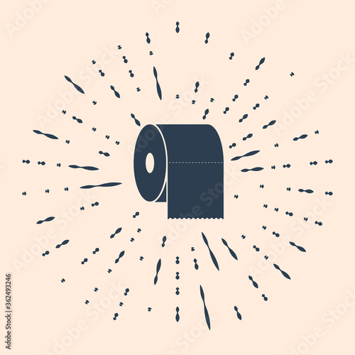Black Toilet paper roll icon isolated on beige background. Abstract circle random dots. Vector Illustration