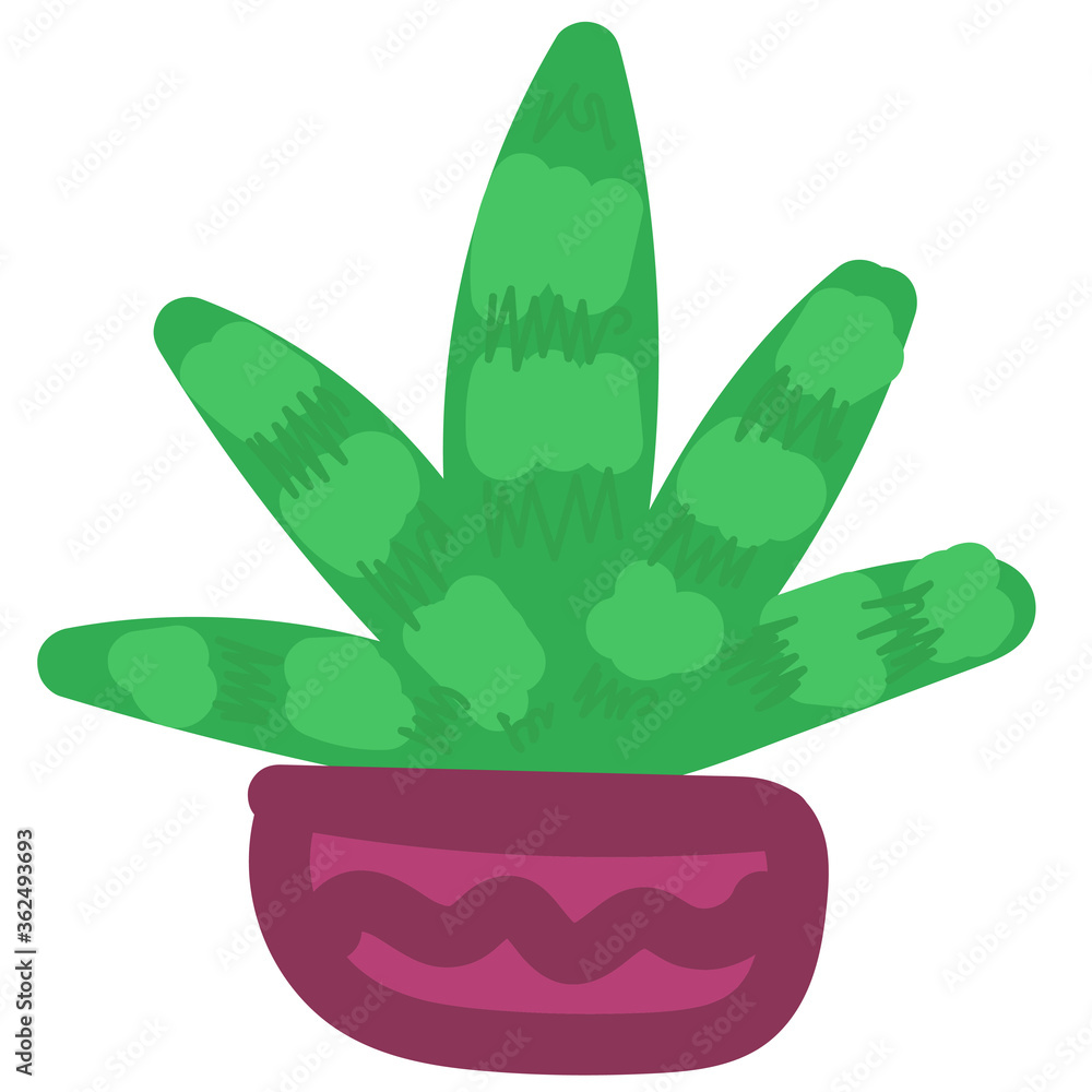 houseplant in a pink pot, vector element in a flat simple style, child drawing houseplant in a pink pot, vector element in a flat simple style, child drawing