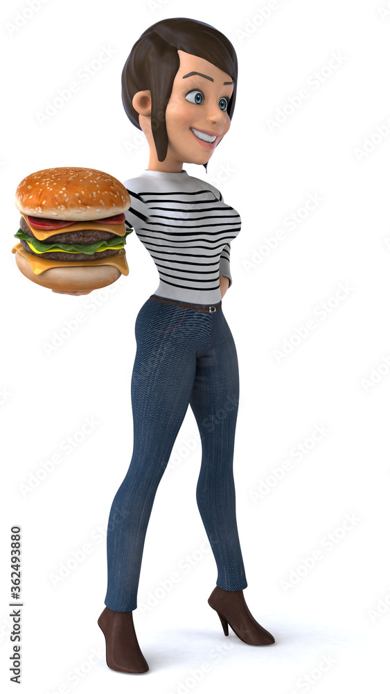 Fun 3D cartoon casual character woman Fun 3D cartoon casual character woman