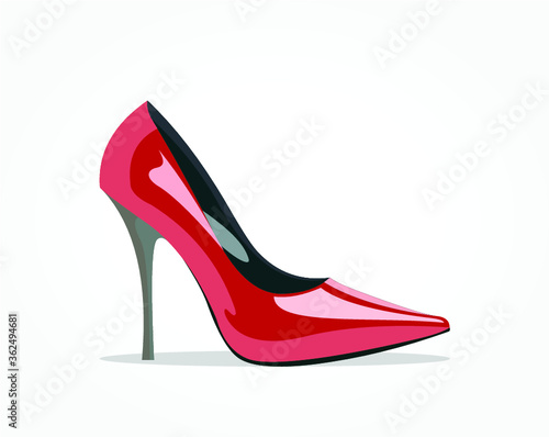 glossy red women high heel shoe