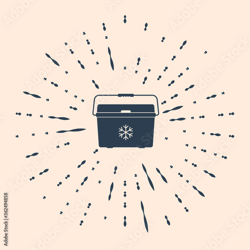 Black Cooler bag icon isolated on beige background. Portable freezer bag. Handheld refrigerator. Abstract circle random dots. Vector Illustration