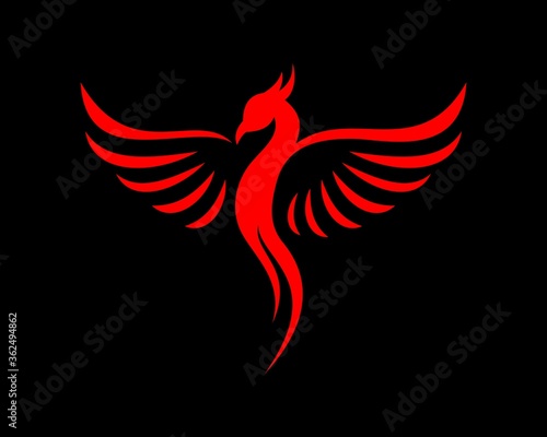Red phoenix with luxury wings