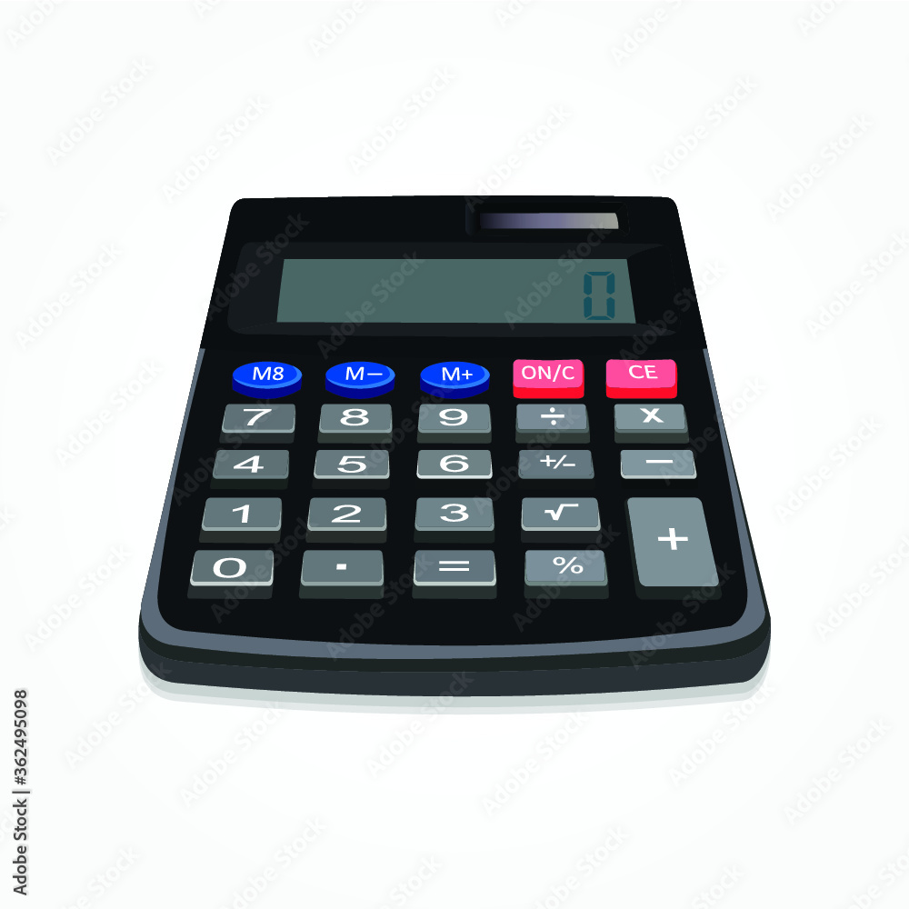 black realistic calculator machine black realistic calculator machine