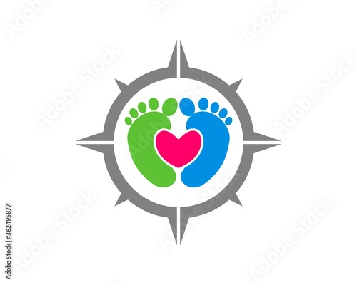 Love healthy feet with compass behind