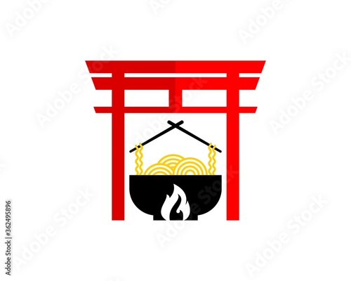 Chinese gate with hot noodle