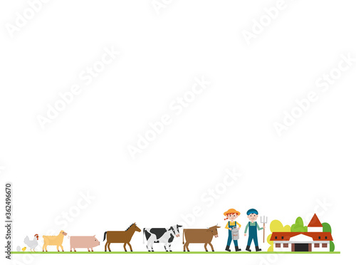 牧場の動物イラストセット