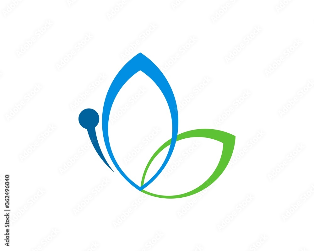 Abstract simple butterfly with blue and green colors Abstract simple butterfly with blue and green colors