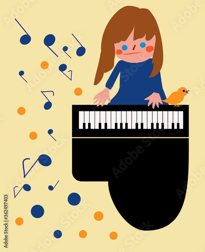 　ピアノを弾く少女