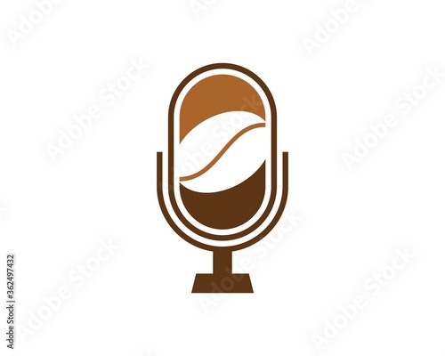 Podcast microphone with coffee beans