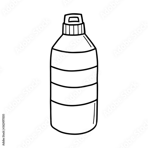 sports water bottle isolated on a white background. Vector stock  illustration in Doodle style