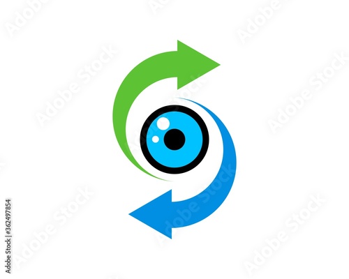 Eye with circular arrow