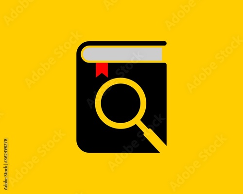 Book with magnifying glass inside