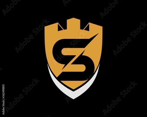 Shield fortress with S letter initial