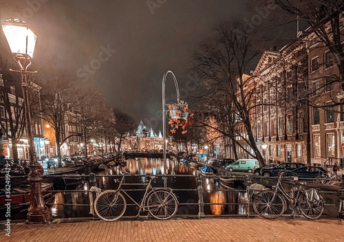 Canvas Print amsterdam at night