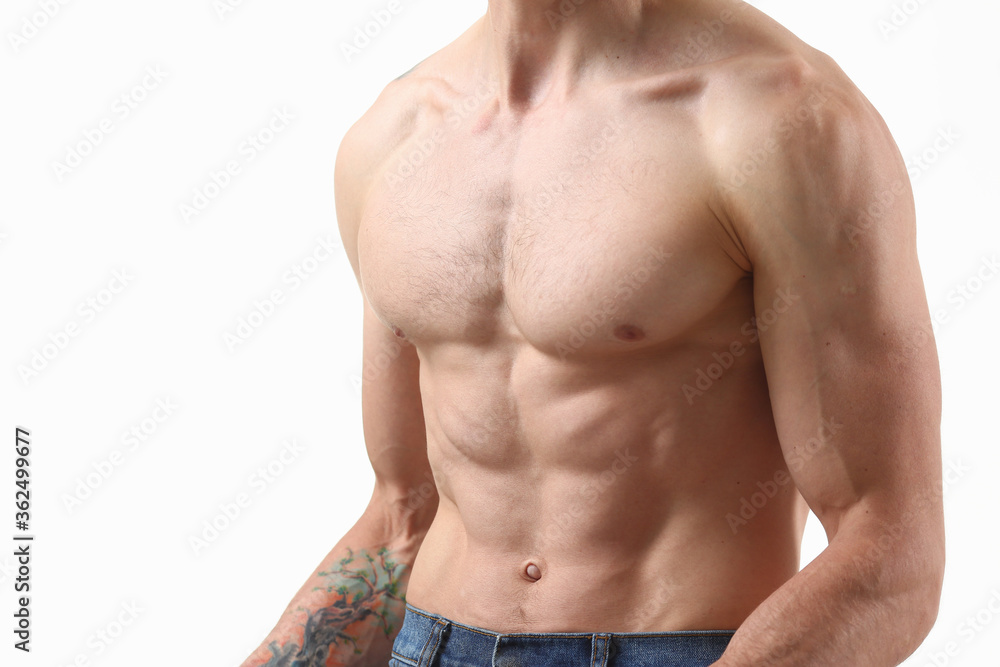 Fototapeta premium Strong men's press thanks to diet and constant training