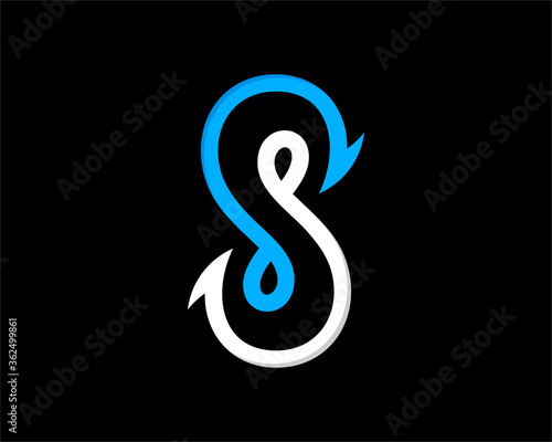 S Letter with two hook back and forth