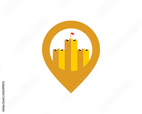 Pin location with gold fortress inside