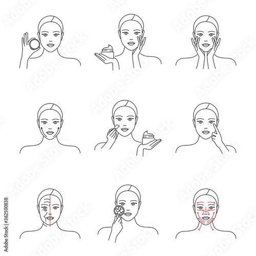 Skin moisturizer, cream, anti-aging, skin care icons
