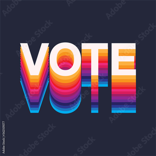 Colourful rainbow Vote text election day Usa debate of president voting 2020. Election banner design ,Political  Flyer vector typo Election Day Symbolic Elements
