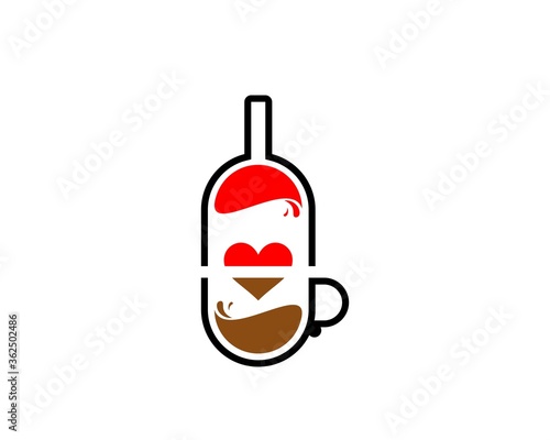 Collaborate wine bottle with coffee glass