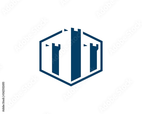 Hexagonal shape with fortress inside