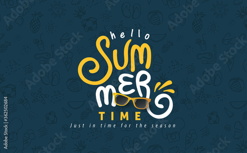 Brush lettering composition of Summer Vacation isolated on dark background.