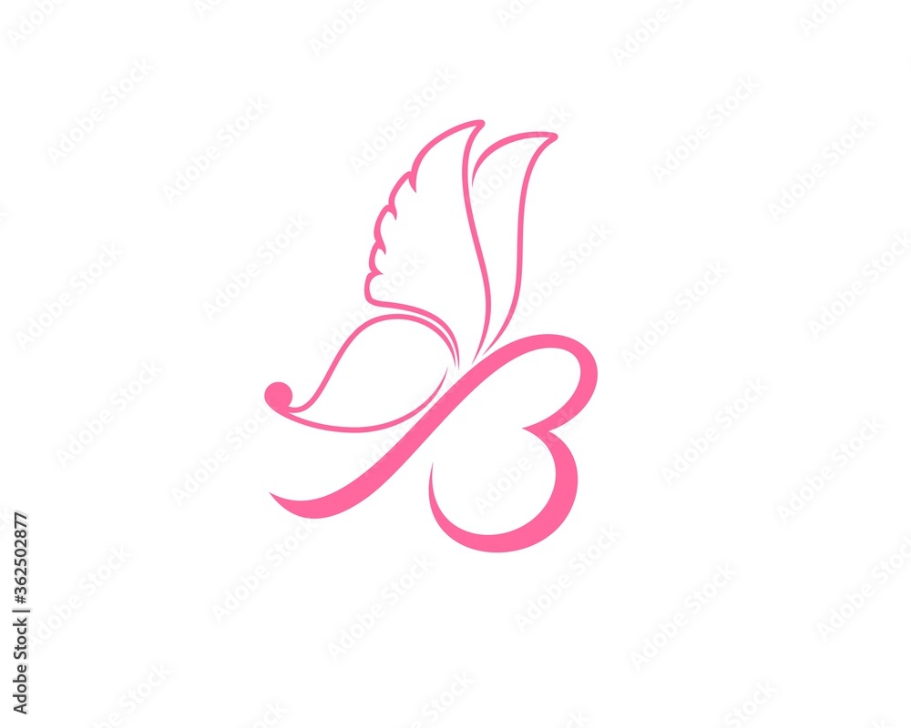 Flying butterfly with B letter initial