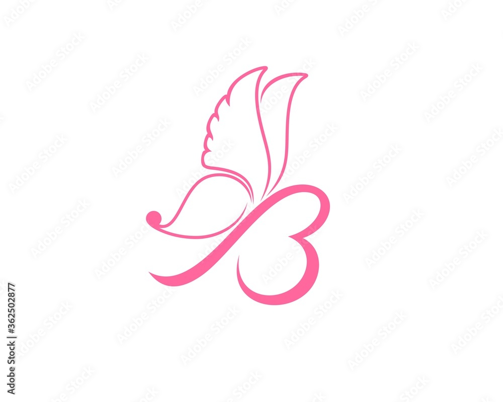Flying butterfly with B letter initial Flying butterfly with B letter initial