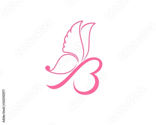 Flying butterfly with B letter initial